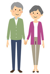 シニアカップル　手をつなぐ