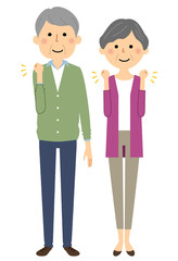 シニアカップル　ガッツポーズ