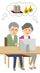 シニアカップル　大金を想像する