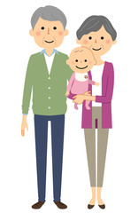 シニアカップルと赤ちゃん