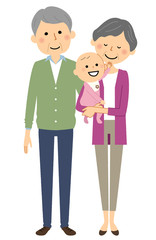 シニアカップルと赤ちゃん