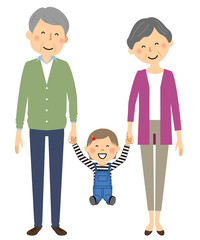 Fototapeta premium シニアカップルと子供