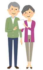 シニアカップル　タブレット