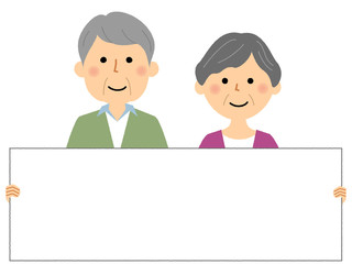 シニアカップル　ホワイトボード
