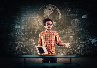 Geek in classroom