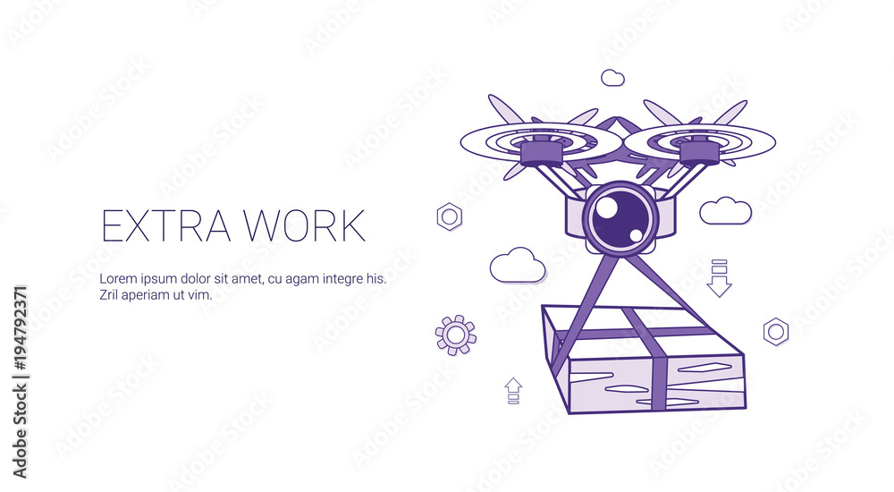 Poster extra work overloading worker template web banner with copy space vector illustration