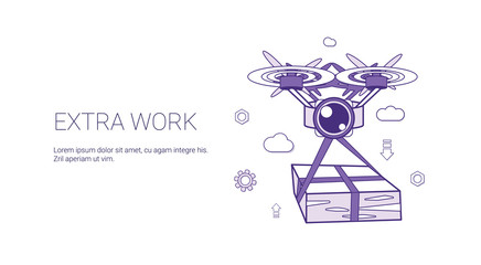 Extra Work Overloading Worker Template Web Banner With Copy Space Vector Illustration