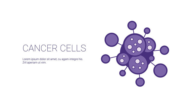 Cancer Cells Disease Treatment Concept Template Web Banner With Copy Space Vector Illustration
