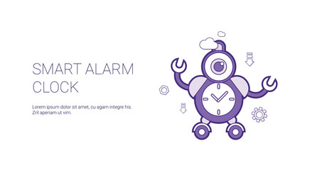 Smart Alarm Clock Template Web Banner With Copy Space Vector Illustration