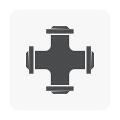 Pipe vector icon. Made from steel or metal connection by flange fitting fixing by screw and bolt. Part for pipeline construction to transport oil and gas in industry, water in plumbing and irrigation.
