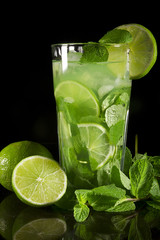 Mojito and lime cocktail