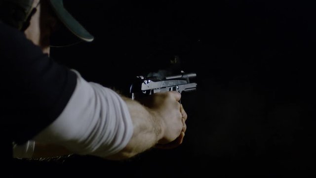 Handgun firing two shots, Ultra Slow Motion
