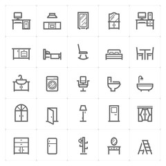 Mini Icon set – Furniture icon vector illustration