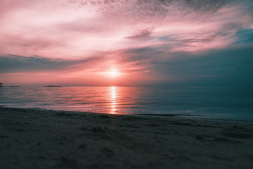 Fototapeta premium Beautiful Sunset at Maldives island beach resort
