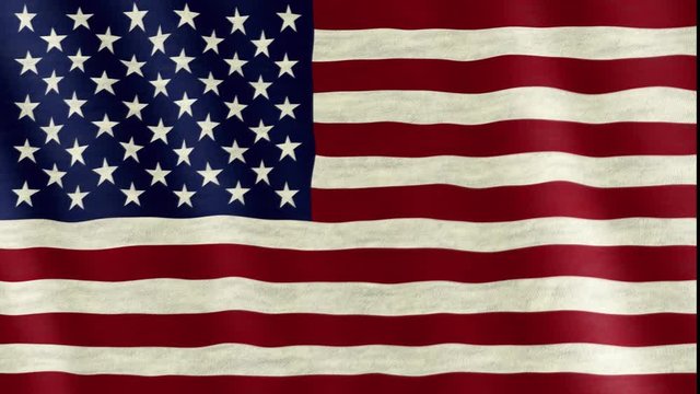Closeup of the american USA flag flapping in the wind, stars and stripes, united states of america