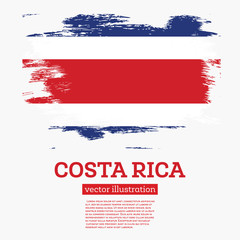 Costa Rica Flag with Brush Strokes.