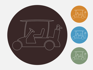 Line Design of Golf cart or golf car icon vector
