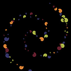 Vector Confetti Background Pattern. Element of design. Color spirals on a black background