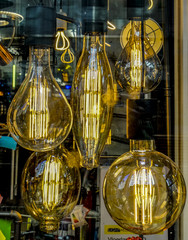 Fototapeta na wymiar bulbs in a shopping window