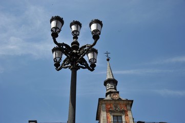 Street lamp in the center of the Spanish capital.