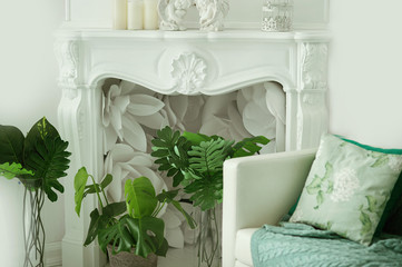 Interior fireplace tropical cushions Chair