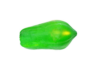 Green papaya isolated on white background.