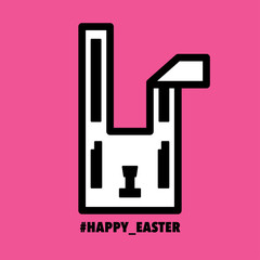 Happy Easter cute simple cartoon bunny rabbit icon symbol on pink background. Vector illustration.