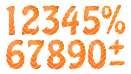 Sushi numbers set, Vector clip art illustration,