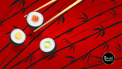 Fototapety  Świątynia projektowania plakatu sushi lub ulotki, ilustracji wektorowych clipart.