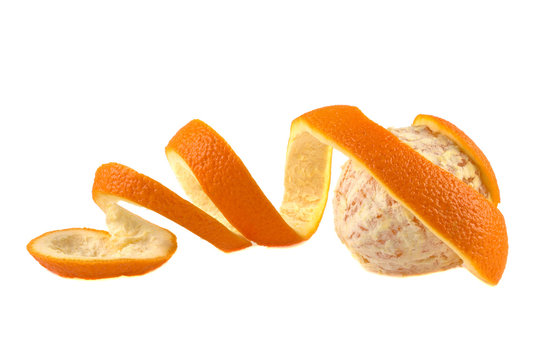 orange peel, orange peeled isolated on white background