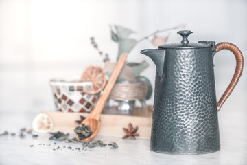 still life with tea pot and tea