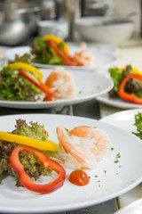 Shrimp and green salad