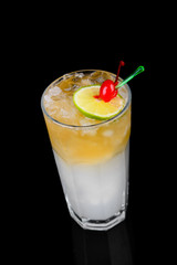 alcoholic cocktail on a black background with insulation