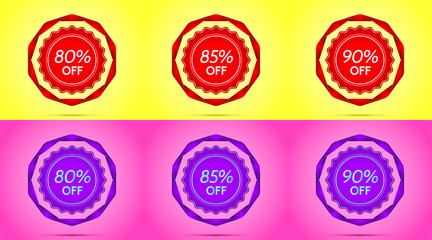 Set of Red and Purple Sale Badges