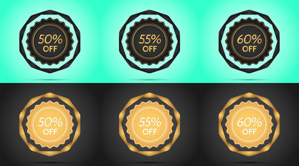 Set of Black and Golden Sale Badges