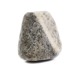 Single natural stone on white background, close-up