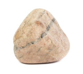 Single natural stone on white background, close-up