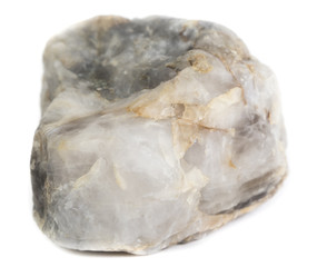 Single natural stone on white background, close-up