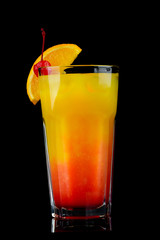 alcoholic cocktail on a black background with insulation