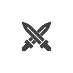 Crossed swords vector icon. filled flat sign for mobile concept and web design. simple solid icon. Symbol, logo illustration. Pixel perfect vector graphics