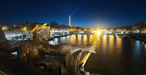 Fototapeta na wymiar Alexandre 3 bridge details in Paris, France