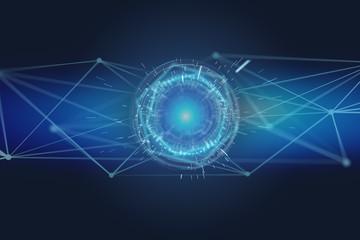 Network interface connection concept with link, dot and futuristic button