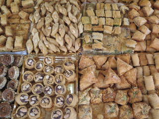 Display of sweet and spicy food