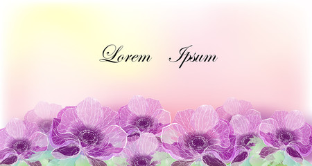 Lilac spring flowers on a light background.Drawing by hand.