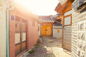 Unique houses at Seochon Hanok Village resedential area - Seoul, South Korea