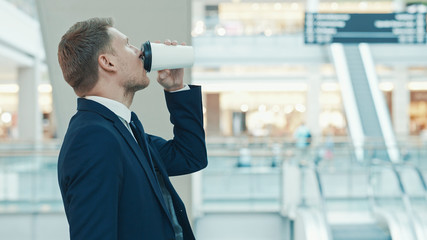 Young man drinking coffee