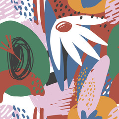 Modern exotic jungle plants seamless pattern