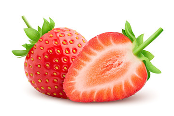 strawberry isolated on white background, clipping path, full depth of field, high quality photo