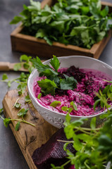 Beet root with cheese and herbs