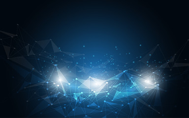 Abstract background connecting innovation dots and line communication concept